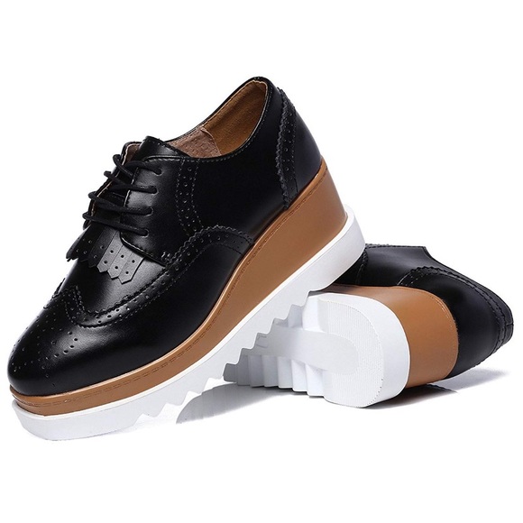 Shoes Black Laceup Platform Wedge Oxford Shoes Poshmark